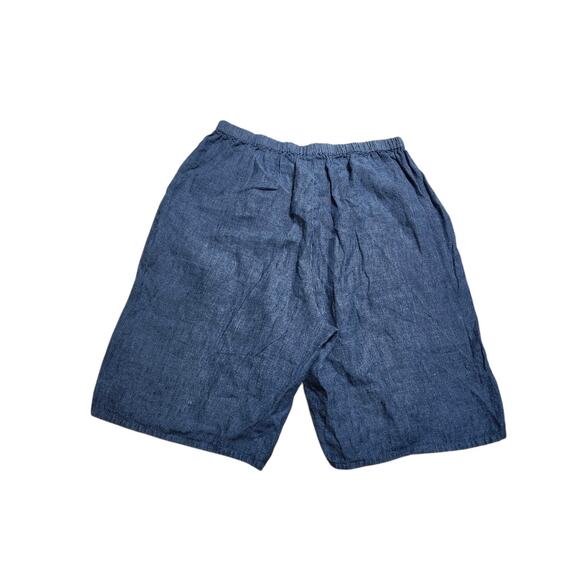 FLAX By Jeanne Engelhart 100% Linen Shorts High Rise Blue Sz M Pull On Casual - Picture 5 of 8
